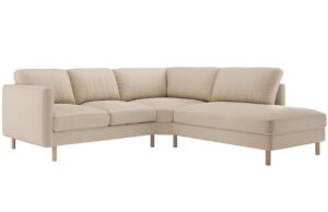 Micadoni B&eacute;žov&aacute; sametov&aacute; rohov&aacute; pohovka Eden 267 cm