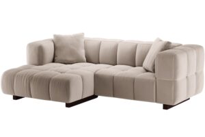 Micadoni B&eacute;žov&aacute; sametov&aacute; rozkl&aacute;dac&iacute; pohovka Puma 260 cm