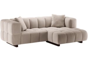 Micadoni B&eacute;žov&aacute; sametov&aacute; rozkl&aacute;dac&iacute; pohovka Puma 260 cm