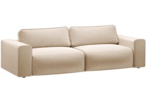 Micadoni B&eacute;žov&aacute; sametov&aacute; rozkl&aacute;dac&iacute; pohovka Victor 246 cm