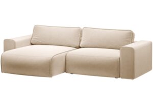 Micadoni B&eacute;žov&aacute; sametov&aacute; rozkl&aacute;dac&iacute; pohovka Victor 246 cm