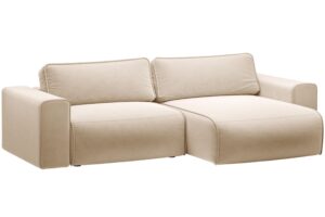 Micadoni B&eacute;žov&aacute; sametov&aacute; rozkl&aacute;dac&iacute; pohovka Victor 246 cm