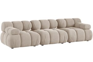 Micadoni B&eacute;žov&aacute; sametov&aacute; trojm&iacute;stn&aacute; pohovka Bellis 282 cm