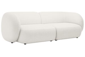 Micadoni B&iacute;l&aacute; boucl&eacute; čtyřm&iacute;stn&aacute; pohovka Kate 243 cm