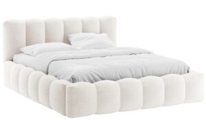Micadoni B&iacute;l&aacute; boucl&eacute; dvoulůžkov&aacute; postel Lupine 160 x 200 cm s &uacute;ložn&yacute;m prostorem