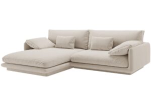 Micadoni B&iacute;l&aacute; sametov&aacute; rohov&aacute; pohovka Torino 250 cm