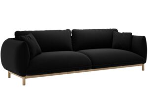 Micadoni Čern&aacute; sametov&aacute; čtyřm&iacute;stn&aacute; pohovka Ada 248 cm