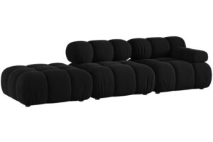 Micadoni Čern&aacute; sametov&aacute; čtyřm&iacute;stn&aacute; pohovka Bellis 282 cm