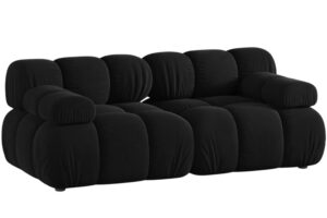 Micadoni Čern&aacute; sametov&aacute; dvoum&iacute;stn&aacute; pohovka Bellis 188 cm