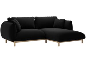 Micadoni Čern&aacute; sametov&aacute; rohov&aacute; pohovka Ada 214 cm