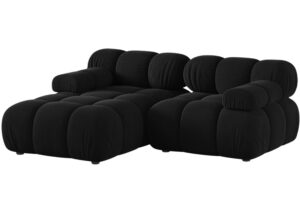 Micadoni Čern&aacute; sametov&aacute; rohov&aacute; pohovka Bellis 188 cm