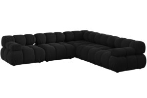 Micadoni Čern&aacute; sametov&aacute; rohov&aacute; pohovka Bellis 282 cm