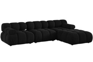 Micadoni Čern&aacute; sametov&aacute; rohov&aacute; pohovka Bellis 282 cm