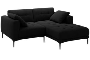 Micadoni Čern&aacute; sametov&aacute; rohov&aacute; pohovka Bemy 205 cm