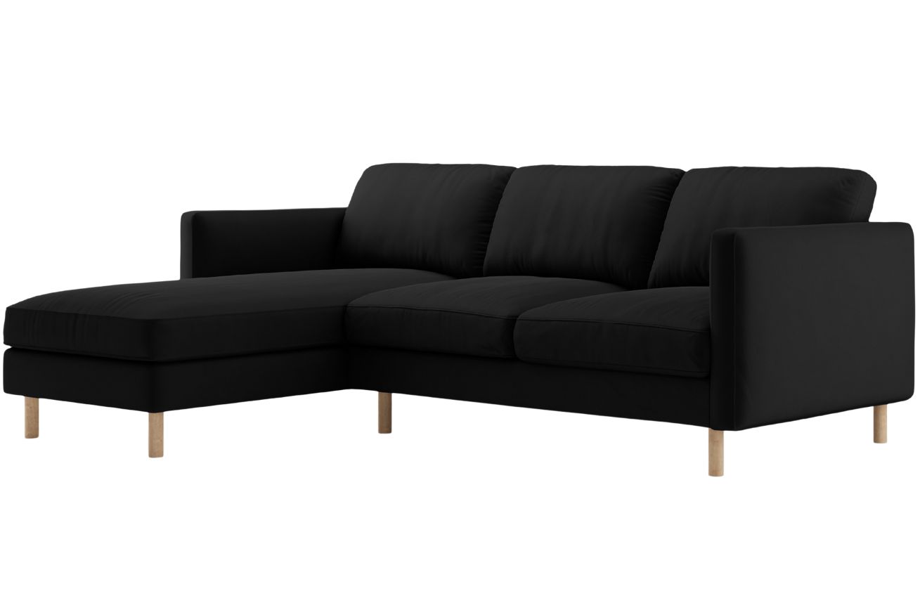 Micadoni Černá sametová rohová pohovka Eden 250 cm