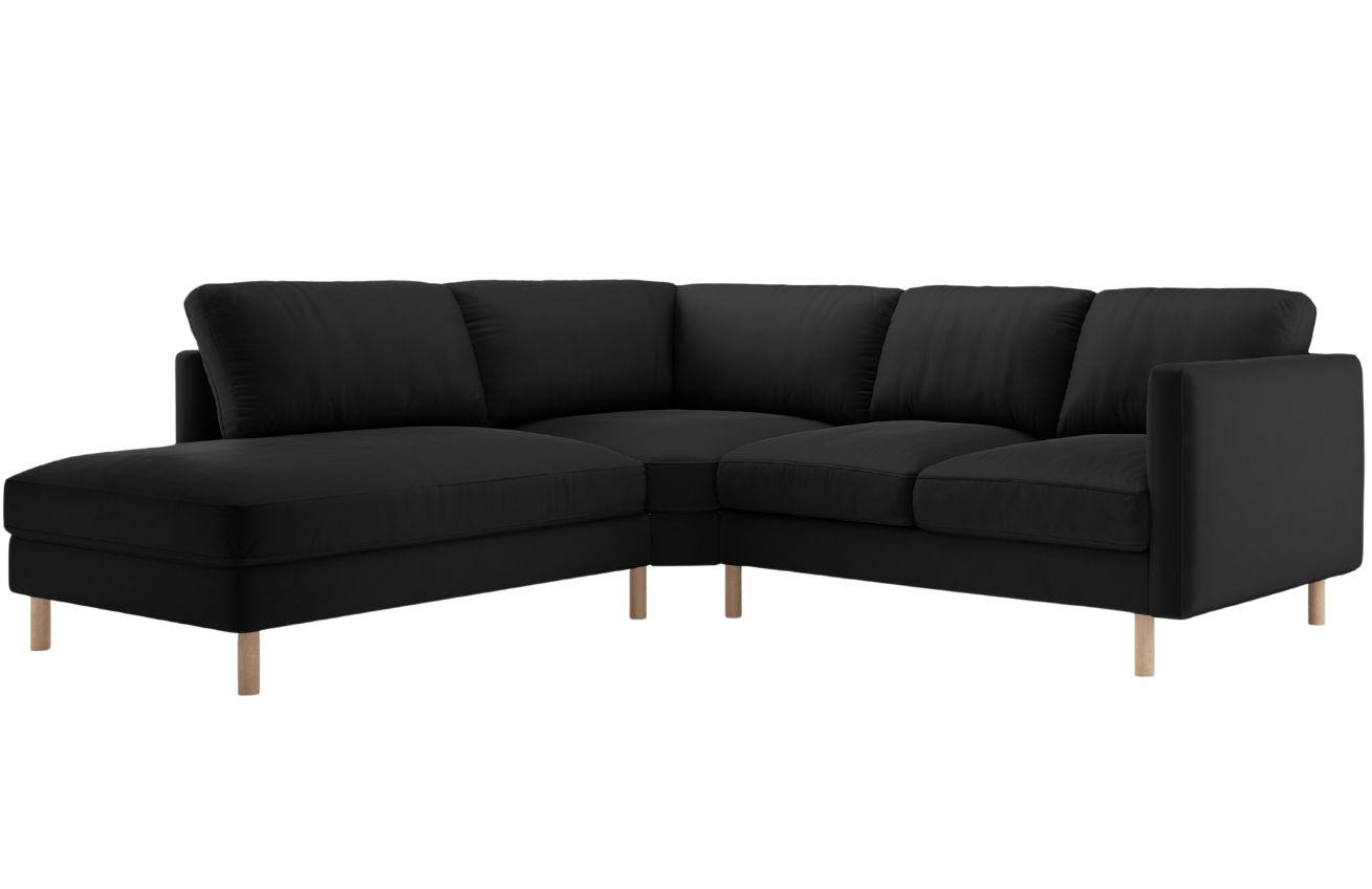Micadoni Černá sametová rohová pohovka Eden 267 cm
