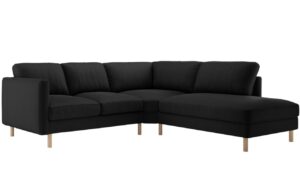 Micadoni Čern&aacute; sametov&aacute; rohov&aacute; pohovka Eden 267 cm
