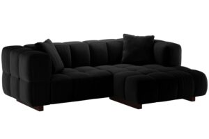 Micadoni Čern&aacute; sametov&aacute; rozkl&aacute;dac&iacute; pohovka Puma 260 cm