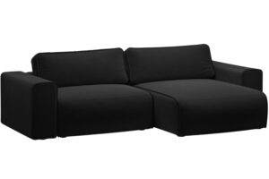 Micadoni Čern&aacute; sametov&aacute; rozkl&aacute;dac&iacute; pohovka Victor 246 cm