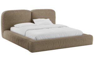 Micadoni Hněd&aacute; boucl&eacute; dvoulůžkov&aacute; postel Martina 160 x 200 cm s &uacute;ložn&yacute;m prostorem