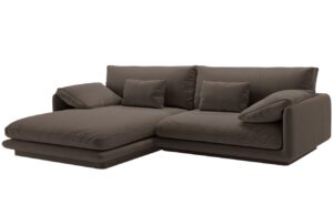 Micadoni Hněd&aacute; sametov&aacute; rohov&aacute; pohovka Torino 250 cm