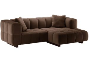 Micadoni Hněd&aacute; sametov&aacute; rozkl&aacute;dac&iacute; pohovka Puma 260 cm