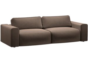 Micadoni Hněd&aacute; sametov&aacute; rozkl&aacute;dac&iacute; pohovka Victor 246 cm