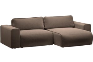 Micadoni Hněd&aacute; sametov&aacute; rozkl&aacute;dac&iacute; pohovka Victor 246 cm