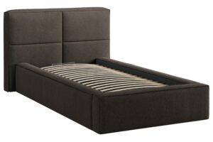 Micadoni Hnědo&scaron;ed&aacute; boucl&eacute; jednolůžkov&aacute; postel Darren 90 x 200 cm s &uacute;ložn&yacute;m prostorem