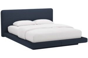 Micadoni Kr&aacute;lovsky modr&aacute; dvoulůžkov&aacute; postel Linea 140 x 200 cm