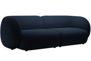 Micadoni Kr&aacute;lovsky modr&aacute; sametov&aacute; čtyřm&iacute;stn&aacute; pohovka Kate 243 cm