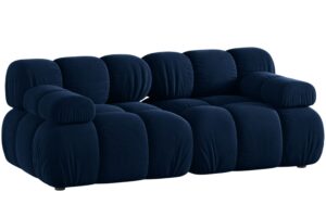 Micadoni Kr&aacute;lovsky modr&aacute; sametov&aacute; dvoum&iacute;stn&aacute; pohovka Bellis 188 cm