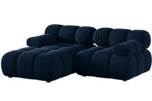Micadoni Kr&aacute;lovsky modr&aacute; sametov&aacute; rohov&aacute; pohovka Bellis 188 cm