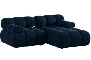 Micadoni Kr&aacute;lovsky modr&aacute; sametov&aacute; rohov&aacute; pohovka Bellis 188 cm