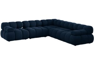 Micadoni Kr&aacute;lovsky modr&aacute; sametov&aacute; rohov&aacute; pohovka Bellis 282 cm