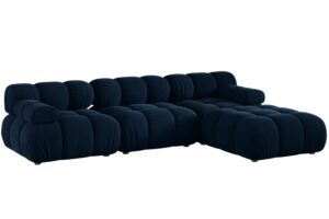 Micadoni Kr&aacute;lovsky modr&aacute; sametov&aacute; rohov&aacute; pohovka Bellis 282 cm