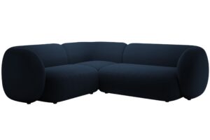 Micadoni Kr&aacute;lovsky modr&aacute; sametov&aacute; rohov&aacute; pohovka Kate 252 cm