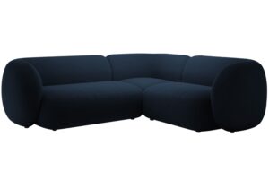 Micadoni Kr&aacute;lovsky modr&aacute; sametov&aacute; rohov&aacute; pohovka Kate 252 cm