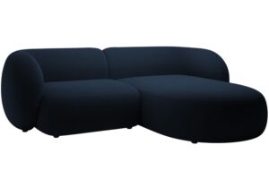 Micadoni Kr&aacute;lovsky modr&aacute; sametov&aacute; rohov&aacute; pohovka Kate 255 cm