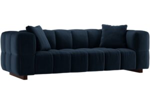 Micadoni Kr&aacute;lovsky modr&aacute; sametov&aacute; rozkl&aacute;dac&iacute; pohovka Puma 260 cm