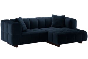 Micadoni Kr&aacute;lovsky modr&aacute; sametov&aacute; rozkl&aacute;dac&iacute; pohovka Puma 260 cm