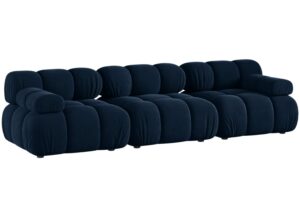 Micadoni Kr&aacute;lovsky modr&aacute; sametov&aacute; trojm&iacute;stn&aacute; pohovka Bellis 282 cm