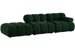 Micadoni Lahvově zelen&aacute; sametov&aacute; čtyřm&iacute;stn&aacute; pohovka Bellis 282 cm