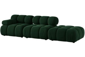 Micadoni Lahvově zelen&aacute; sametov&aacute; čtyřm&iacute;stn&aacute; pohovka Bellis 282 cm