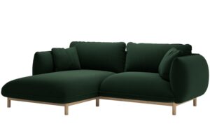 Micadoni Lahvově zelen&aacute; sametov&aacute; rohov&aacute; pohovka Ada 214 cm