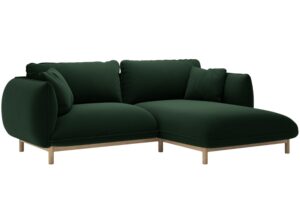 Micadoni Lahvově zelen&aacute; sametov&aacute; rohov&aacute; pohovka Ada 214 cm