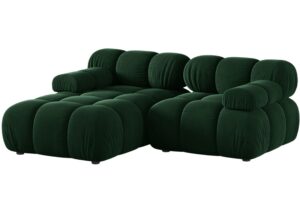 Micadoni Lahvově zelen&aacute; sametov&aacute; rohov&aacute; pohovka Bellis 188 cm