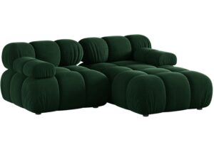 Micadoni Lahvově zelen&aacute; sametov&aacute; rohov&aacute; pohovka Bellis 188 cm