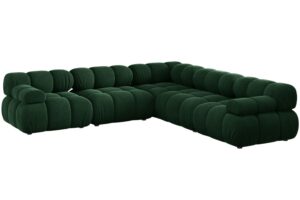 Micadoni Lahvově zelen&aacute; sametov&aacute; rohov&aacute; pohovka Bellis 282 cm