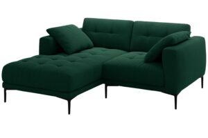 Micadoni Lahvově zelen&aacute; sametov&aacute; rohov&aacute; pohovka Bemy 205 cm